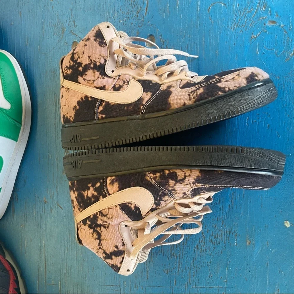 Nike Black and Pink Tie-Dye High Tops Air Force 1